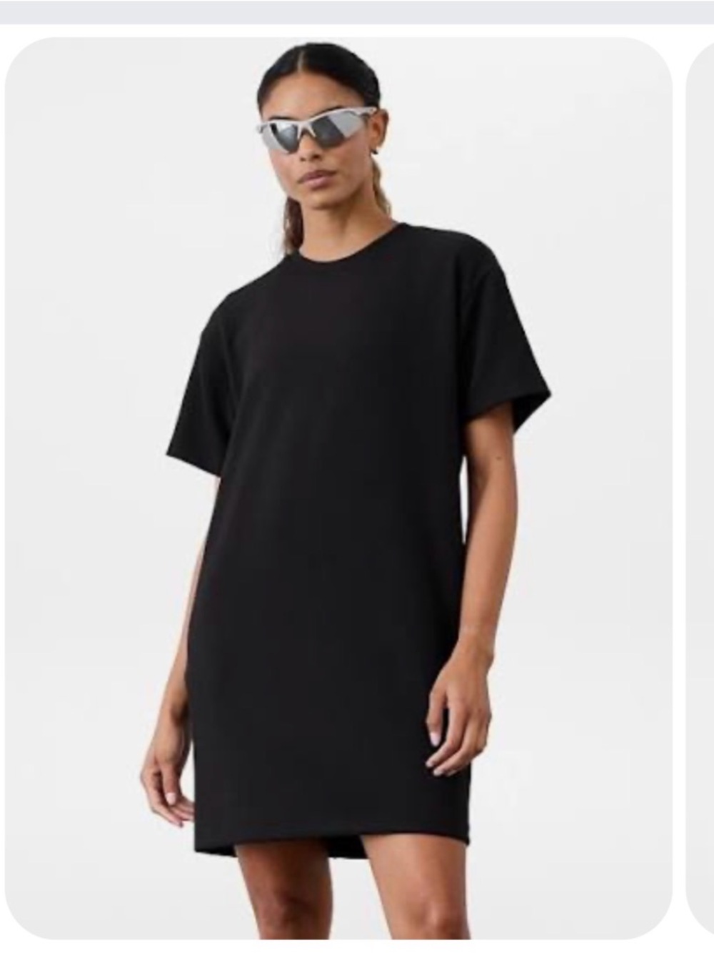 Athleta Seasoft Rib Tshirt Dress Black Small Tall